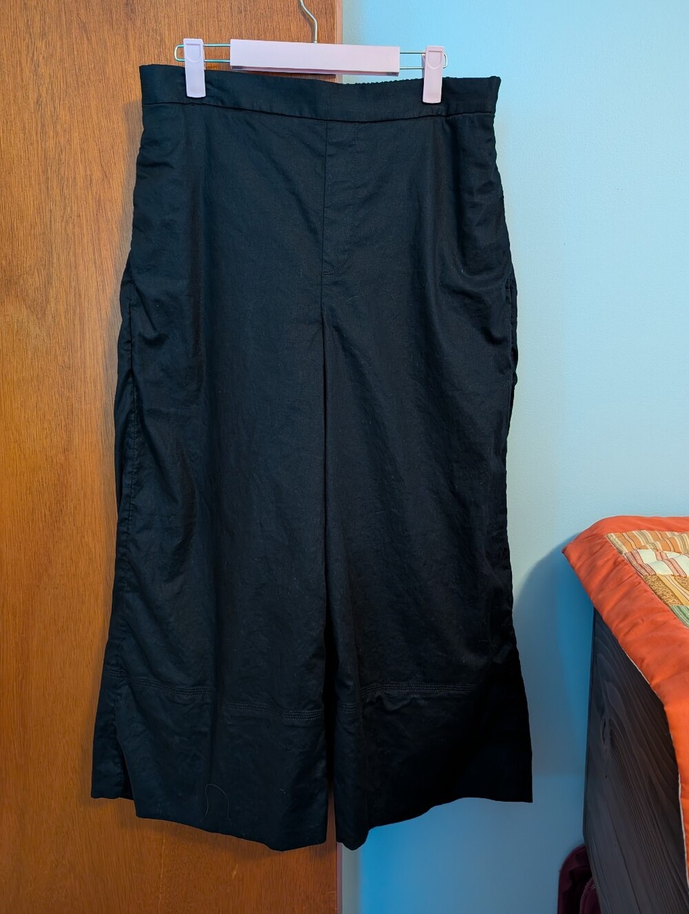 Banana Republic Black Wide-Leg Cropped Chinos Linen Blend Women's Size Med